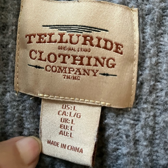 Telluride Clothing Co. Mens Sweater 1/4 zip Pullover, longsleeve, Lg,Gray. VGcon - Picture 3 of 6